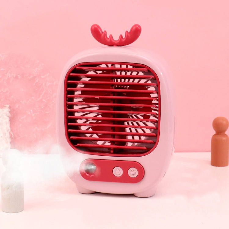 1315 Spray Humidification Hydrating Cartoon Fan USB Charging Desktop Fan(Deer Pink) - Electric Fans by buy2fix | Online Shopping UK | buy2fix