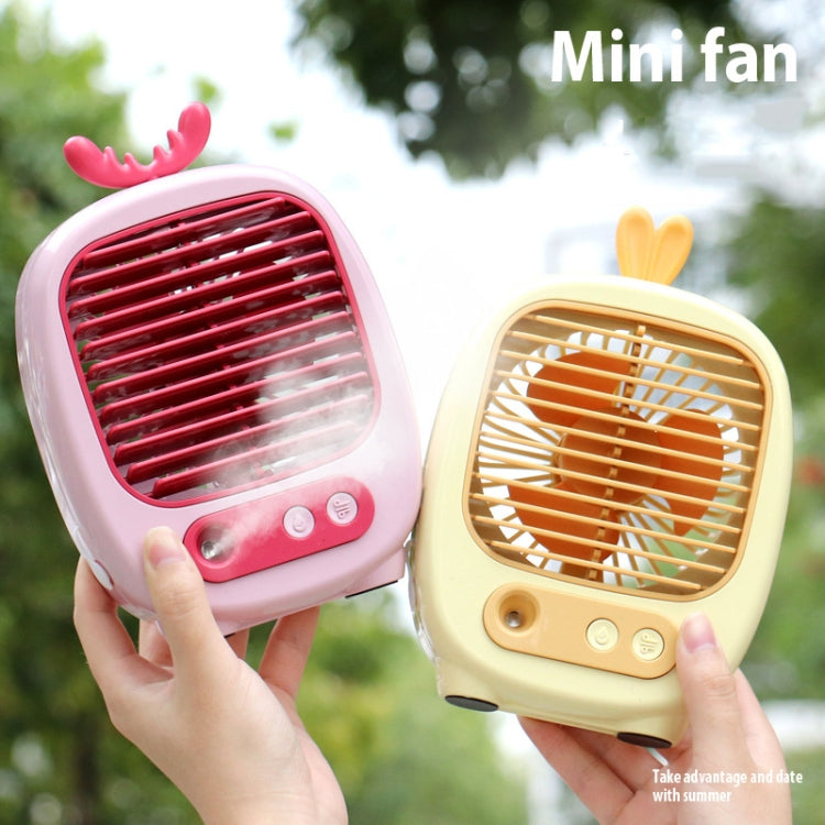 1315 Spray Humidification Hydrating Cartoon Fan USB Charging Desktop Fan(Deer Pink) - Electric Fans by buy2fix | Online Shopping UK | buy2fix