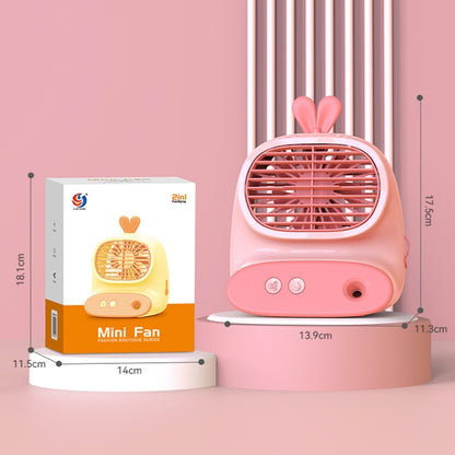 CS1319 Desktop Small Hydrating Spray Cartoon Fan Rechargeable Silent Humidifying Fan(Bunny Green) - Electric Fans by buy2fix | Online Shopping UK | buy2fix