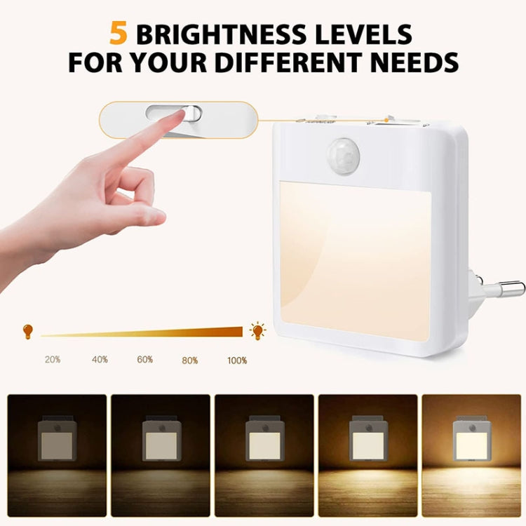 NL2101 Motion Sensor LED Night Light AC Plug Dimming Sleep Lights,Spec: Warm and White UK Plug - Sensor LED Lights by buy2fix | Online Shopping UK | buy2fix