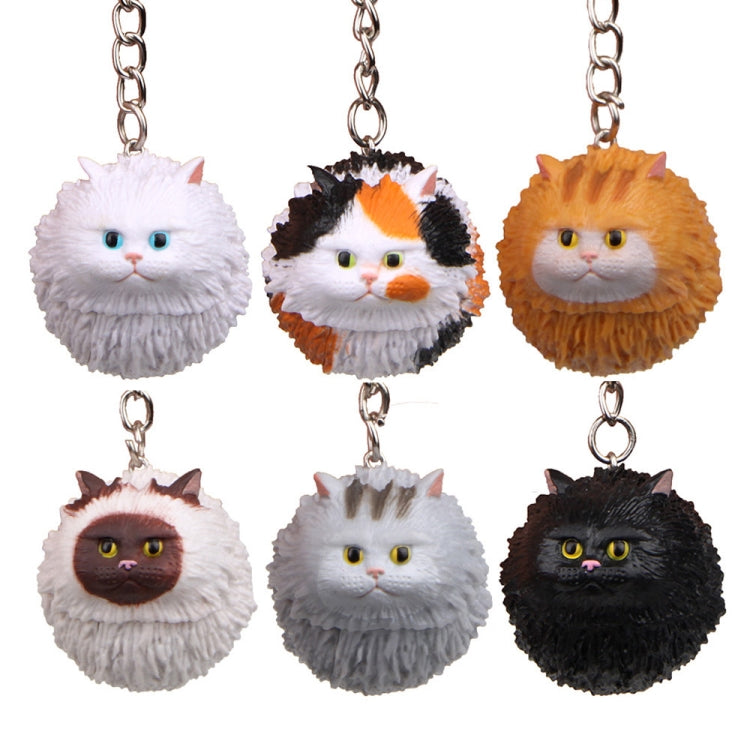 Round Little Tiger Cat Keychain Cartoon Key Ring Ornament(White) - Key Rings by buy2fix | Online Shopping UK | buy2fix