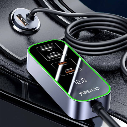 Yesido Y53 QC3.0 Car Charger 97W Five Ports Fast Charged(Black) - Car Charger by Yesido | Online Shopping UK | buy2fix