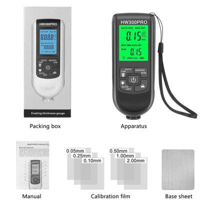 HW-300PRO High Precision Coating Paint Powder Layer Thickness Gauge Anti-slip Paint Film Gauge(Black) - Coating Thickness Gauge by buy2fix | Online Shopping UK | buy2fix