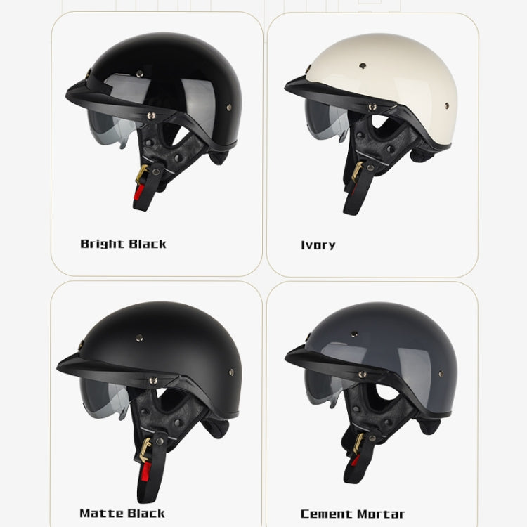 SOMAN Motorcycle Half Helmet Adjustable Helmet With Inner Mirror, Size: XL(Matt Black) - Helmets by SOMAN | Online Shopping UK | buy2fix