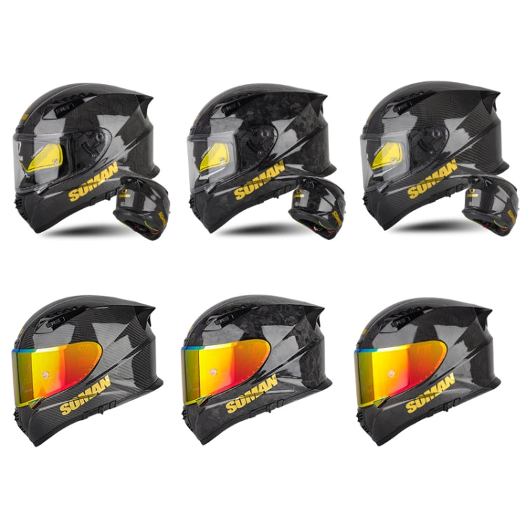 SOMAN Motorcycle Carbon Fiber Double Lens Thermal Safety Helmet, Size: L(Cheetah Print) - Helmets by SOMAN | Online Shopping UK | buy2fix