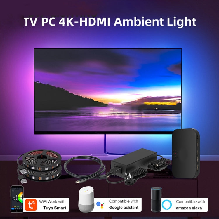 HDMI 2.0-PRO Smart Ambient TV Led Backlight Led Strip Lights Kit Work With TUYA APP Alexa Voice Google Assistant 2 x 1.5m(US Plug) - Casing Waterproof Light by buy2fix | Online Shopping UK | buy2fix