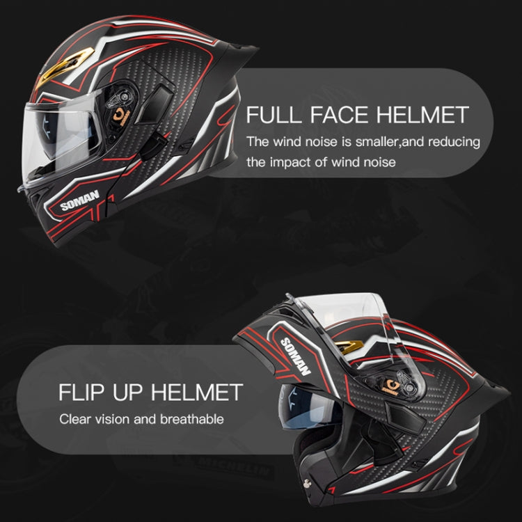 SOMAN Motorcycle Dual Lens Riding Peel-Off Full Coverage Helmet, Size: S(Sapphire Vision) - Helmets by SOMAN | Online Shopping UK | buy2fix