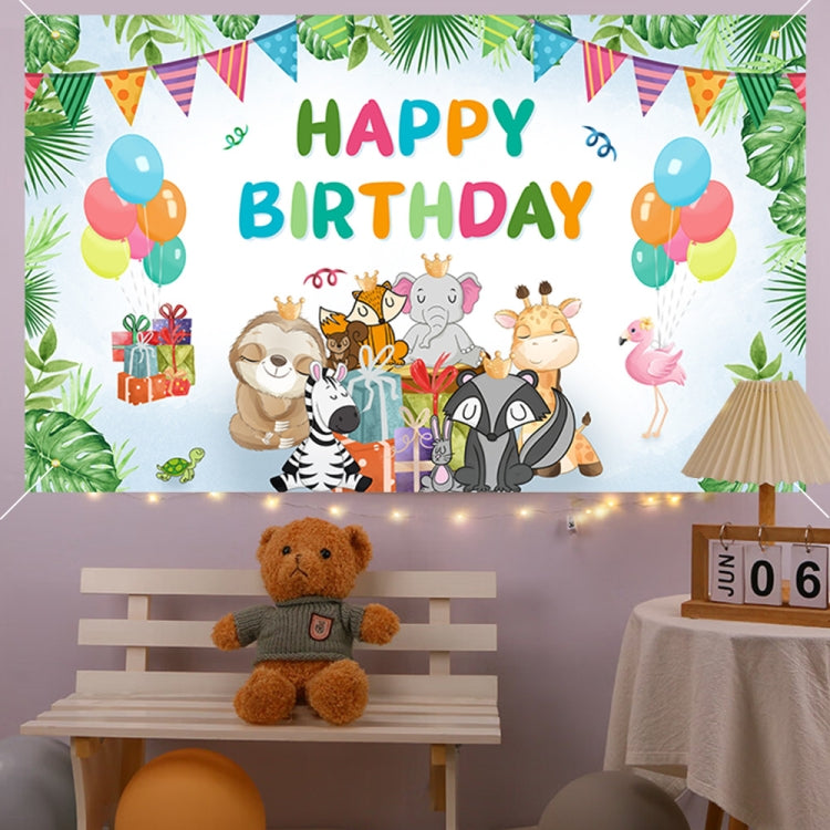 180x90cm 2pcs Animal Birthday Theme Backdrop Cloth Party Decoration(2023SRB92) -  by buy2fix | Online Shopping UK | buy2fix