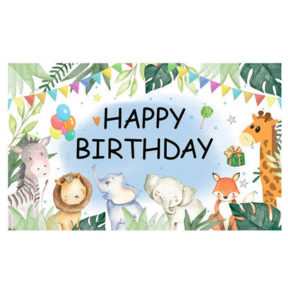 180x90cm 2pcs Animal Birthday Theme Backdrop Cloth Party Decoration(2023SRB94) -  by buy2fix | Online Shopping UK | buy2fix