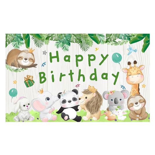 180x110cm 2pcs Animal Birthday Theme Backdrop Cloth Party Decoration(2023SRB93) -  by buy2fix | Online Shopping UK | buy2fix