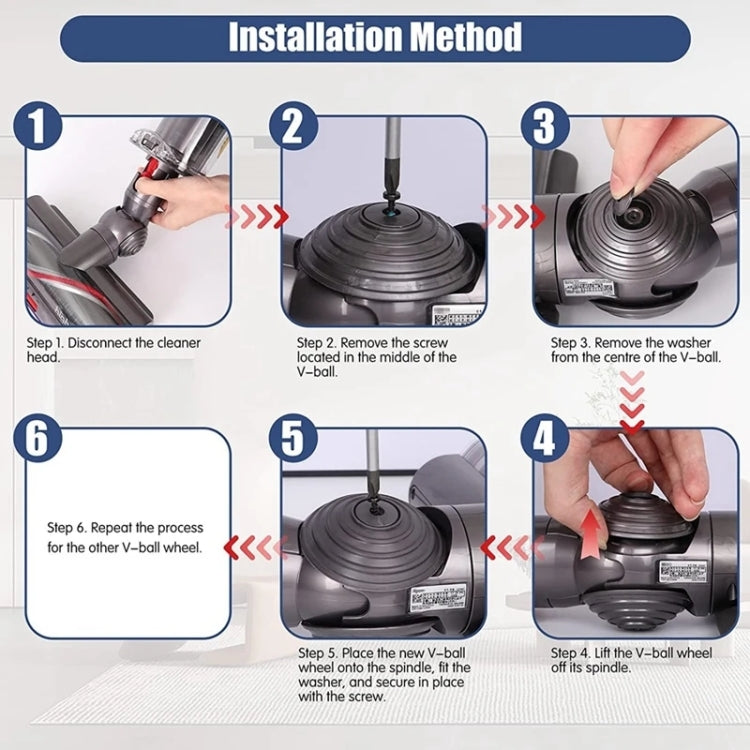 For Dyson V10 / V11 Vacuum Cleaner 100W High Torque Suction Head V-Ball Wheels - Dyson Accessories by buy2fix | Online Shopping UK | buy2fix