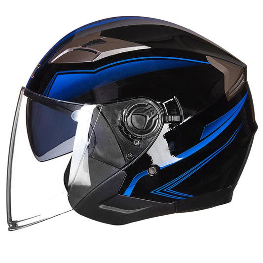 GXT 708 Electric Vehicle Dual Lens Helmet Four Seasons Safety Helmet, Size: XL(Bright Black Blue) - Helmets by GXT | Online Shopping UK | buy2fix