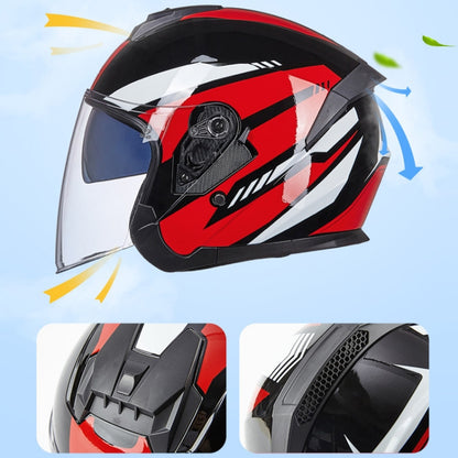 GXT Electric Vehicle Four Seasons Sun Protection & Windshield Double Lens Helmet, Size: XL(Bright Black Blue) - Helmets by GXT | Online Shopping UK | buy2fix