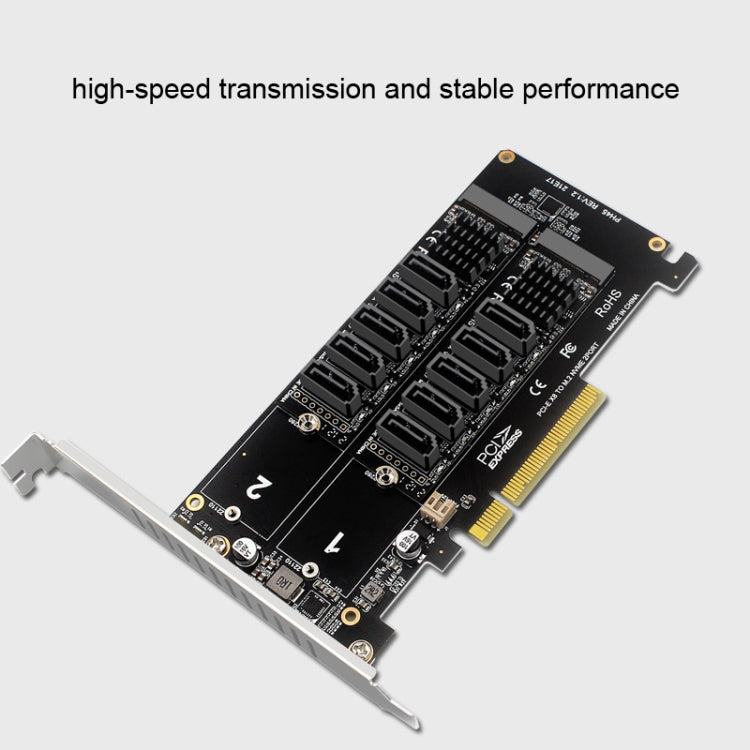 Double NVME Raid PCI-EX8 Split Card To SATA10 Port Transfer Card - Card Adapter by buy2fix | Online Shopping UK | buy2fix