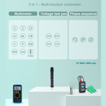 WinAPEX  ET8909  Digital Multimeter Voltage Test Pen Capacitance Meter Diode NVC Tester - Digital Multimeter by WinAPEX | Online Shopping UK | buy2fix