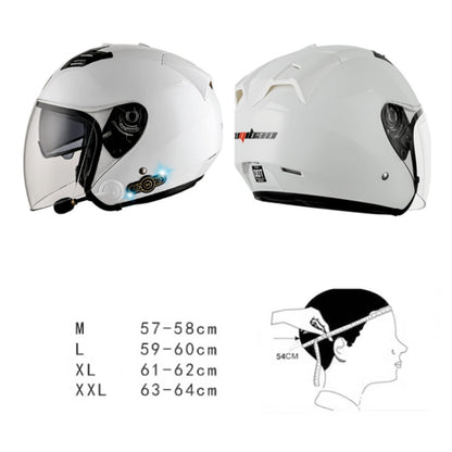 KUQIBAO Motorcycle Smart Bluetooth Sun Protection Double Lens Safety Helmet, Size: XL(White Phantom Fiber) - Helmets by KUQIBAO | Online Shopping UK | buy2fix