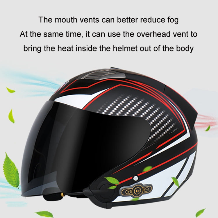 KUQIBAO Motorcycle Smart Bluetooth Sun Protection Double Lens Safety Helmet, Size: XL(Matte Black Phantom Fiber+Black Tail) - Helmets by KUQIBAO | Online Shopping UK | buy2fix