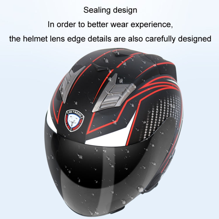 KUQIBAO Motorcycle Smart Bluetooth Sun Protection Double Lens Safety Helmet, Size: XL(Matte Black Phantom Fiber+Black Tail) - Helmets by KUQIBAO | Online Shopping UK | buy2fix