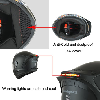 KUQIBAO Motorcycle Dual Lens Anti-Fog Helmet With LED Light, Size: XXL(Bright Black Wake Lion) - Helmets by KUQIBAO | Online Shopping UK | buy2fix