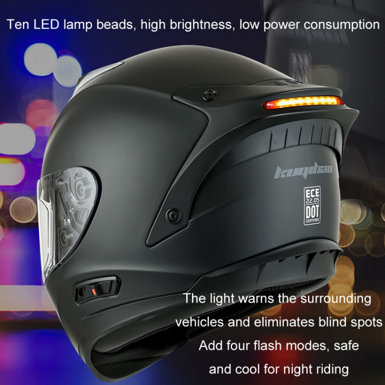 KUQIBAO Motorcycle Dual Lens Anti-Fog Helmet With LED Light, Size: XXL(Bright Black Wake Lion) - Helmets by KUQIBAO | Online Shopping UK | buy2fix