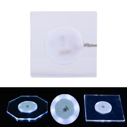 100x4mm Square LED Light Up Acrylic Coaster Transparent Crystal Base(White Light) - Car Drink Holders by buy2fix | Online Shopping UK | buy2fix