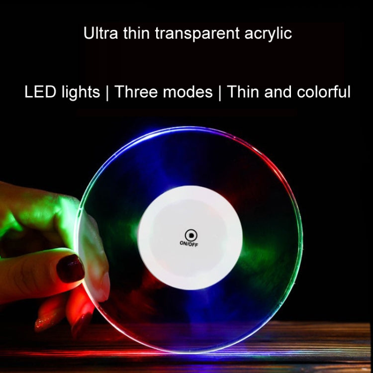 100x4mm Round LED Light Up Acrylic Coaster Transparent Crystal Base(White Light) - Car Drink Holders by buy2fix | Online Shopping UK | buy2fix