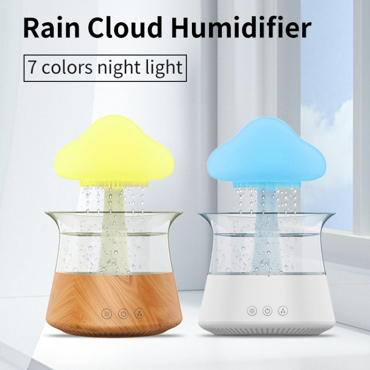 CH06 300ml Rain Humidifier Mushroom Cloud Colorful Night Lamp Aromatherapy Machine, Style: With Remote Controller(White) - Air Purifiers & Accessories by buy2fix | Online Shopping UK | buy2fix