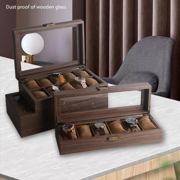 Wood Grain Leather Watch Display Box Watch Storage Case Jewelry Box, Style: 10 Digit Long - Watch Storages by buy2fix | Online Shopping UK | buy2fix