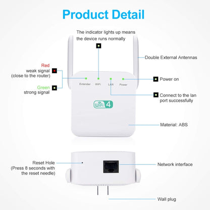 2.4G 300M Wi-Fi Amplifier Long Range WiFi Repeater Wireless Signal Booster UK Plug Black - Broadband Amplifiers by buy2fix | Online Shopping UK | buy2fix