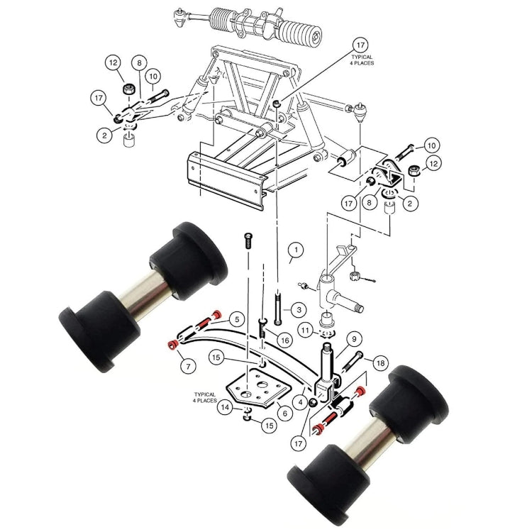 Golf Cart Front And Rear Steel Plate Rubber Sleeve Iron Sleeve Kit Leaf Spring Bushings, Specification: Rubber Sleeve - Engine Fittings by buy2fix | Online Shopping UK | buy2fix