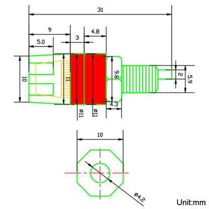 Small Copper Transparent Audio Column M6 Crystal Banana Holder Terminal Block(Red) - Audio Adapter by buy2fix | Online Shopping UK | buy2fix