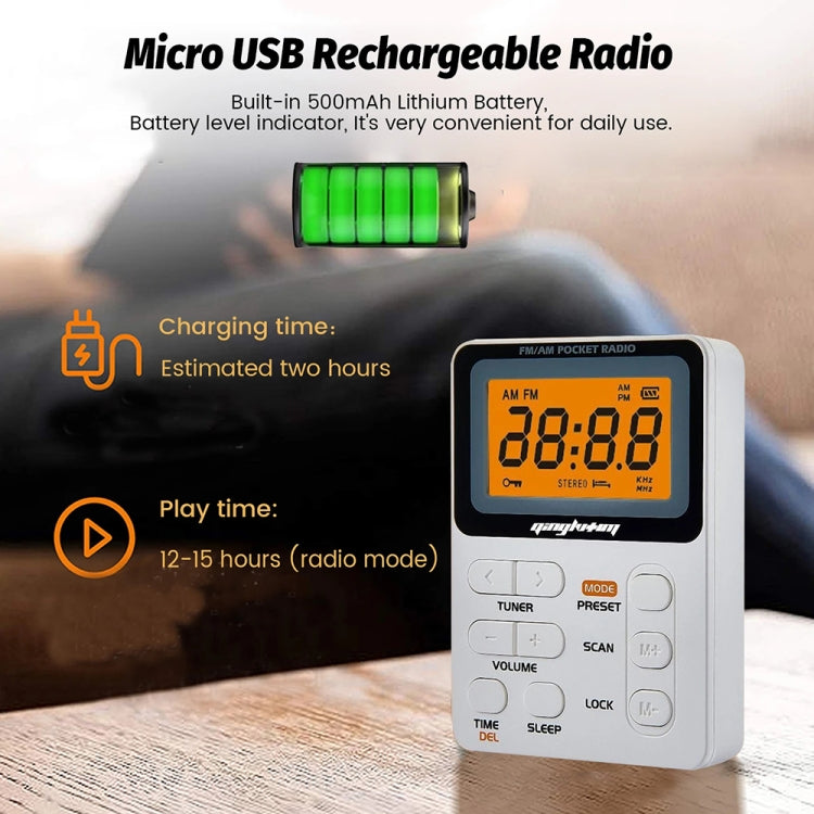 SH-01 LED Display Portable FM/AM Two-band Radio Special for Listening Tests, Style: US Version(White) - Radio Player by buy2fix | Online Shopping UK | buy2fix