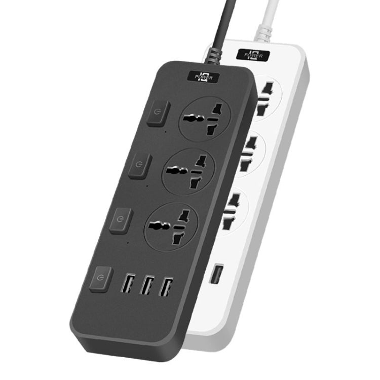 T14 2m 2500W 3 Plugs + 3-USB Ports Multifunctional Socket With Switch, Specification: UK Plug (White) - Extension Socket by buy2fix | Online Shopping UK | buy2fix