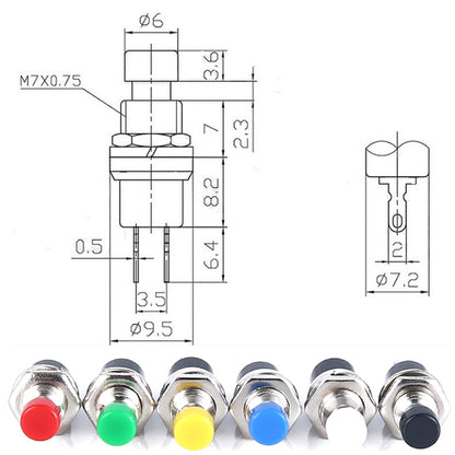 10 PCS 7mm Thread Multicolor 2 Pins Momentary Push Button Switch(Green) - Consumer Electronics by buy2fix | Online Shopping UK | buy2fix