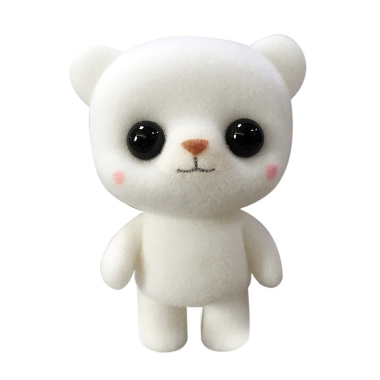 Little Cute PVC Flocking Animal Bear Dolls Creative Gift Kids Toy, Size: 5.5*3.8*6.3cm(White) - Soft Toys by buy2fix | Online Shopping UK | buy2fix