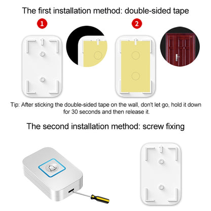 CACAZI C86 Wireless SOS Pager Doorbell Old man Child Emergency Alarm Remote Call Bell, UK Plug(White) - Security by CACAZI | Online Shopping UK | buy2fix