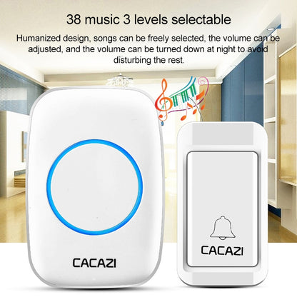 CACAZI A10G One Button Three Receivers Self-Powered Wireless Home Cordless Bell, US Plug(Black) - Wireless Doorbell by CACAZI | Online Shopping UK | buy2fix