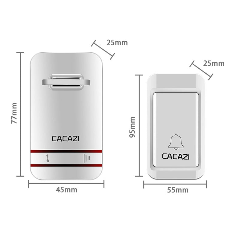 CACAZI V027G One Button One Receivers Self-Powered Wireless Home Kinetic Electronic Doorbell, EU Plug - Wireless Doorbell by CACAZI | Online Shopping UK | buy2fix