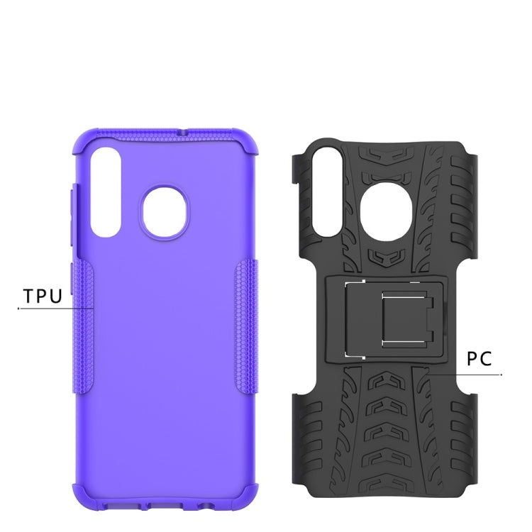 Tire Texture TPU+PC Shockproof Phone Case for Galaxy A50 / A20 / A30, with Holder (Red) - Galaxy Phone Cases by buy2fix | Online Shopping UK | buy2fix