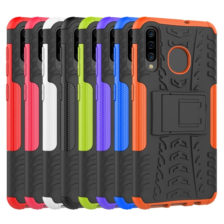 Tire Texture TPU+PC Shockproof Phone Case for Galaxy A50 / A20 / A30, with Holder (Red) - Galaxy Phone Cases by buy2fix | Online Shopping UK | buy2fix